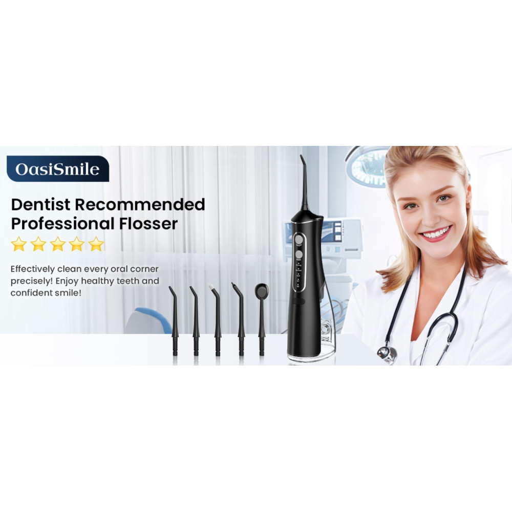 Портативный ирригатор для зубов OasiSmile L8 300 мл 4 режима IPX7 с насадками
