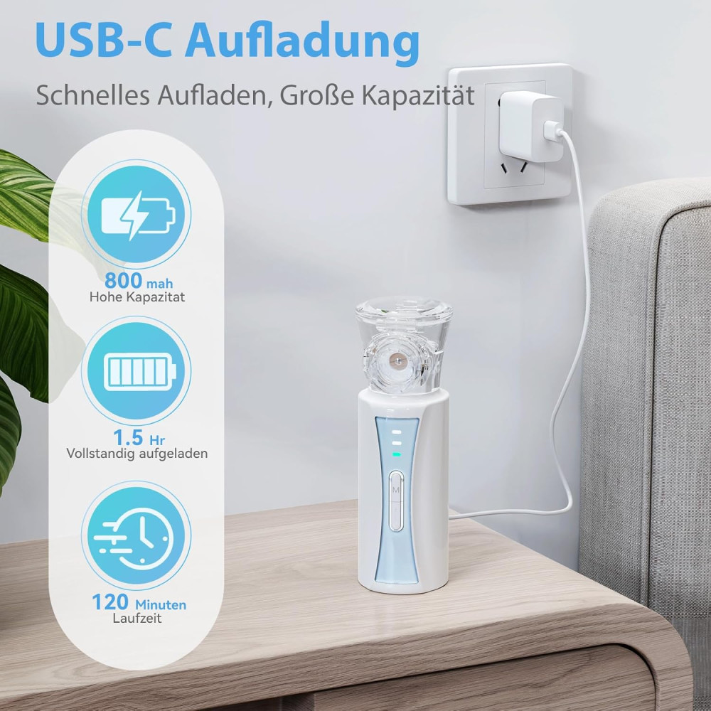 Портативный ингалятор NIKYPJ бесшумный USB-C 2 режима распыления и 3 маски