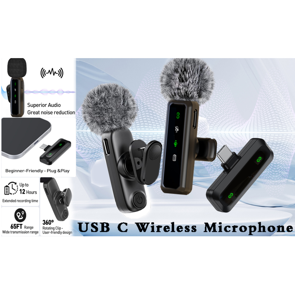 Беспроводной микрофон для iPhone, Android, iPad, для записи видео с шумоподавлением