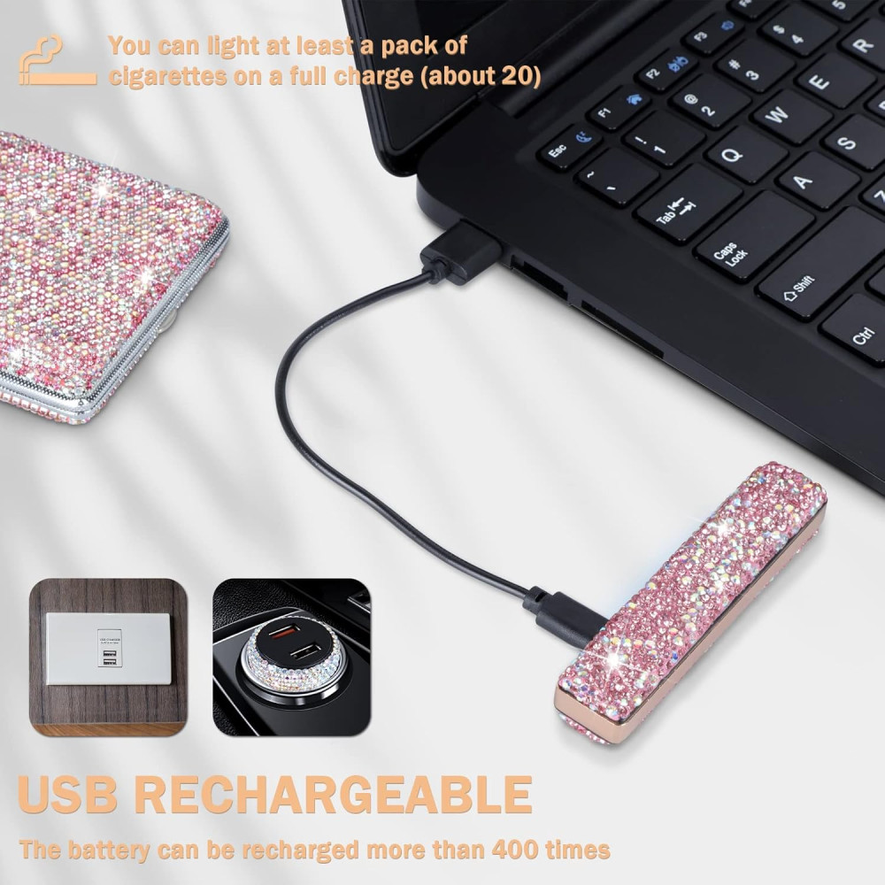 Электрическая зажигалка-свеча Eing с USB-зарядкой, беспламенная, розовая