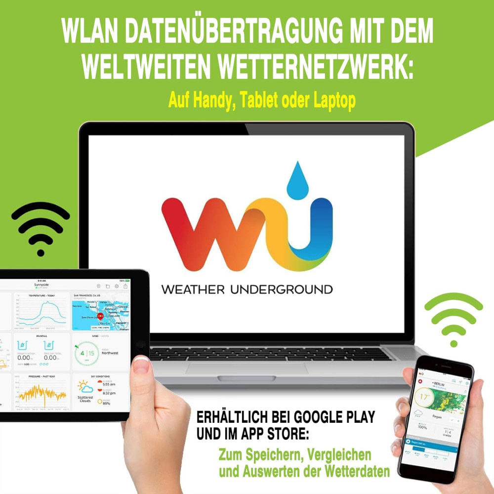 Профессиональная метеостанция Sainlogic с WLAN Wi-Fi 7-в-1 с цветным дисплеем