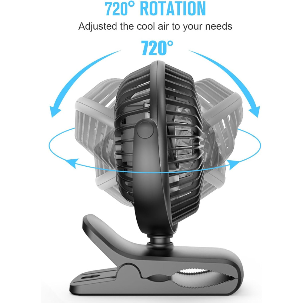 Мини вентилятор HONYIN USB Clip Fan 2в1 с 3 скоростями и 720° поворот