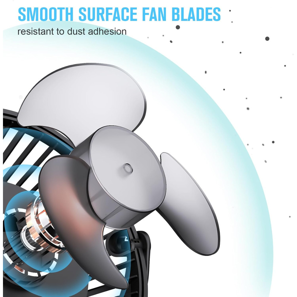 Мини вентилятор HONYIN USB Clip Fan 2в1 с 3 скоростями и 720° поворот