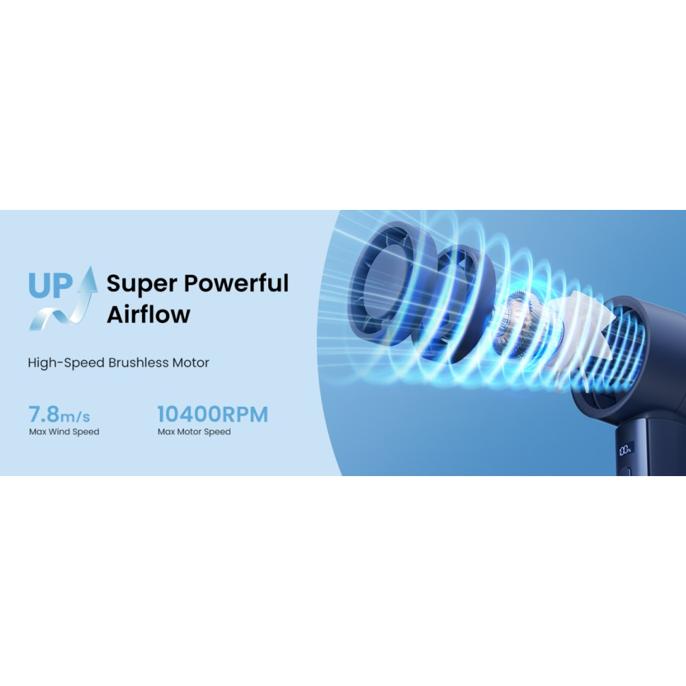 Ручной мини вентилятор Gaiatop 4000mAh 1-100 скоростей с дисплеем