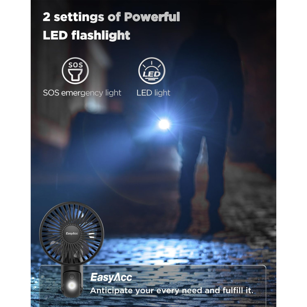 Ручной вентилятор EasyAcc 3в1 5000mAh LED дисплей 5 скоростей