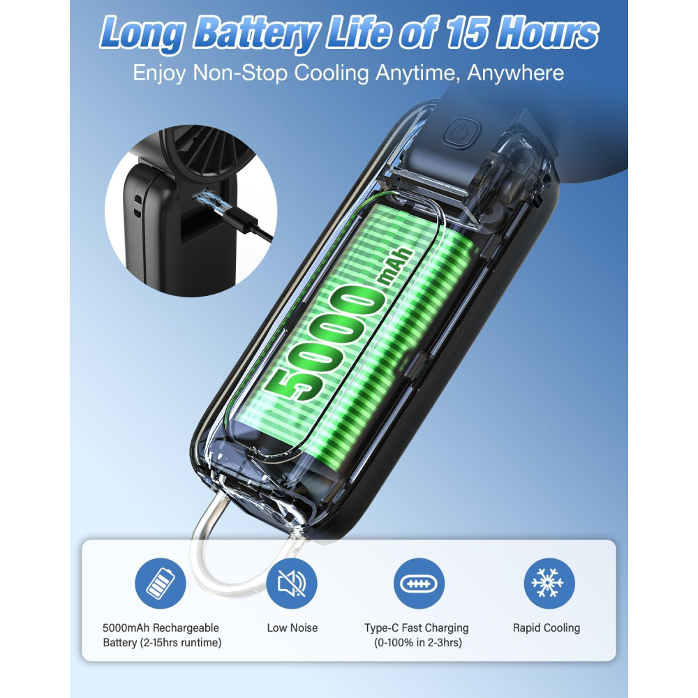 Ручной вентилятор Eoboya 4в1 5000mAh 1-100 скоростей LED дисплей