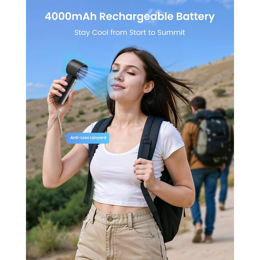 Ручний вентилятор Gaiatop 4000mAh 1-100 швидкостей LED-дисплей
