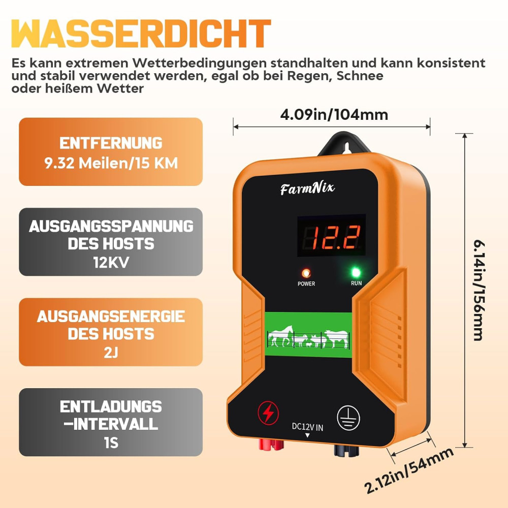 Электрическое ограждение 12 V для ограждения длиной от 2 до 15 км