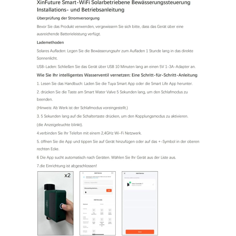 Сонячний WiFi-таймер XinFuture для поливу саду з датчиком ґрунту