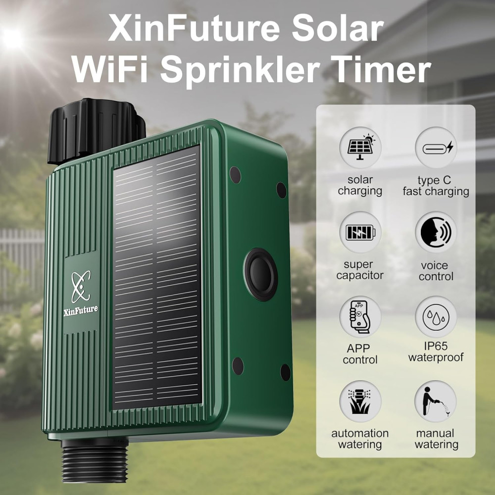 Сонячний WiFi-таймер XinFuture для поливу саду з датчиком ґрунту