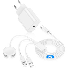 Кабель Yievis для зарядки Apple Watch 3-в-1 (2 м, 20 Вт) для Apple Watch с кабелем iWatch, быстрое зарядное USB C с кабелем Type C 