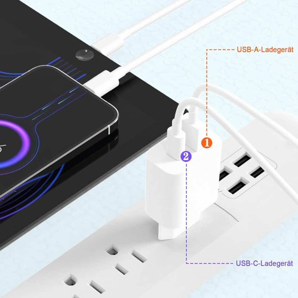 Зарядное устройство GEJIN для мобильных телефонов, 2-портовое, быстрое, для iPhone с USB-C и USB-A