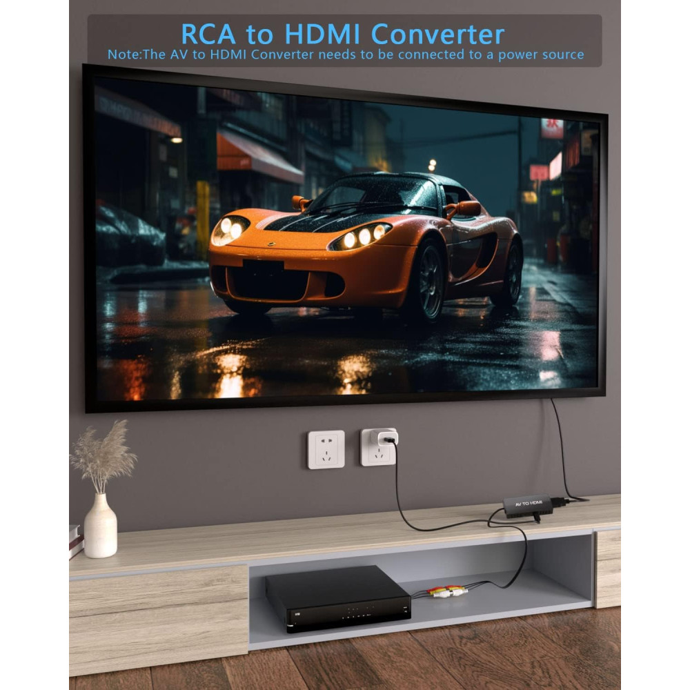 Преобразователь RCA в HDMI, AV в HDMI, мини-адаптер композитного сигнала 1080P в HDMI, поддержка PAL/NTSC 