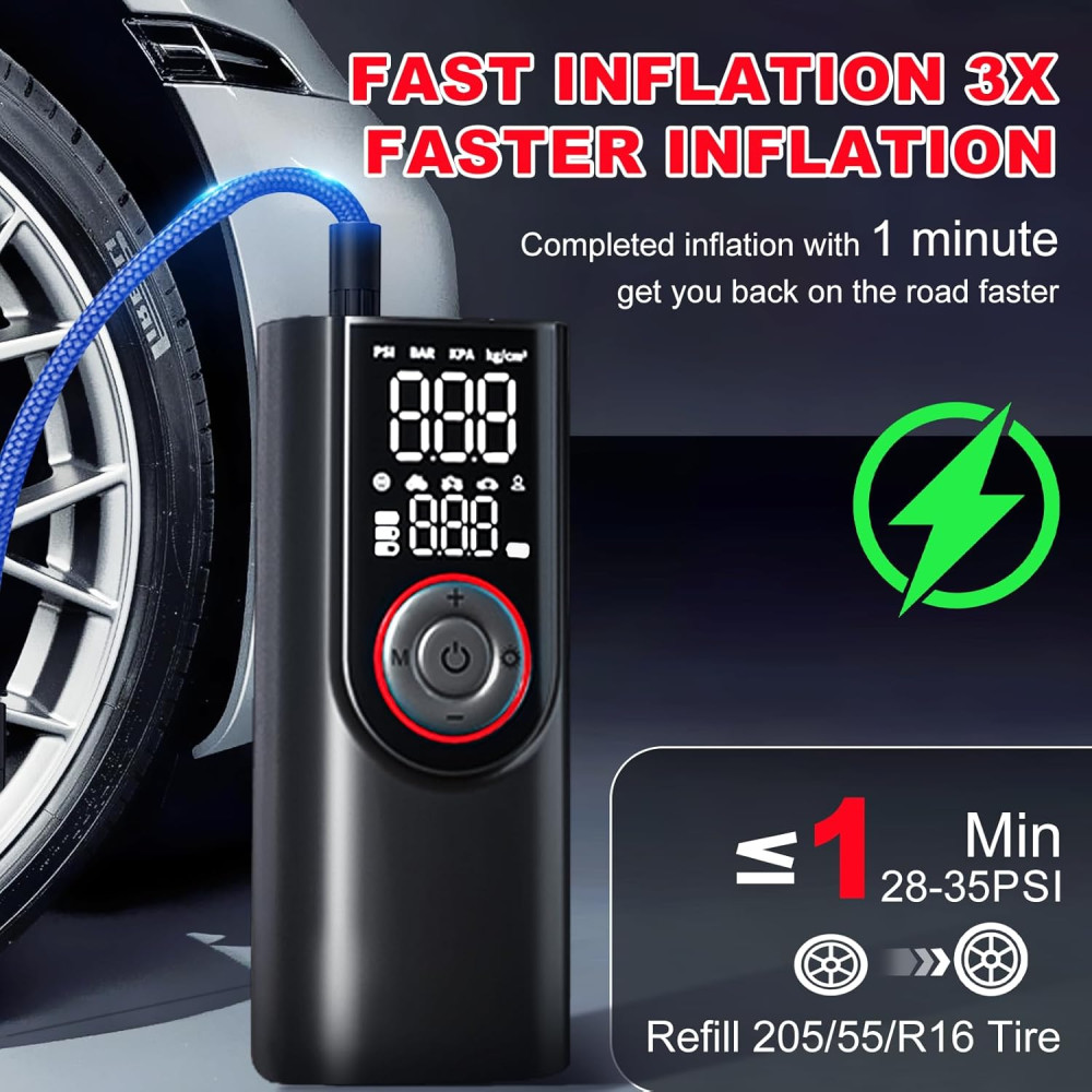 Насос для накачивания шин Lupxiu ATJ-9566, 6000 mAh, с цифровым манометром