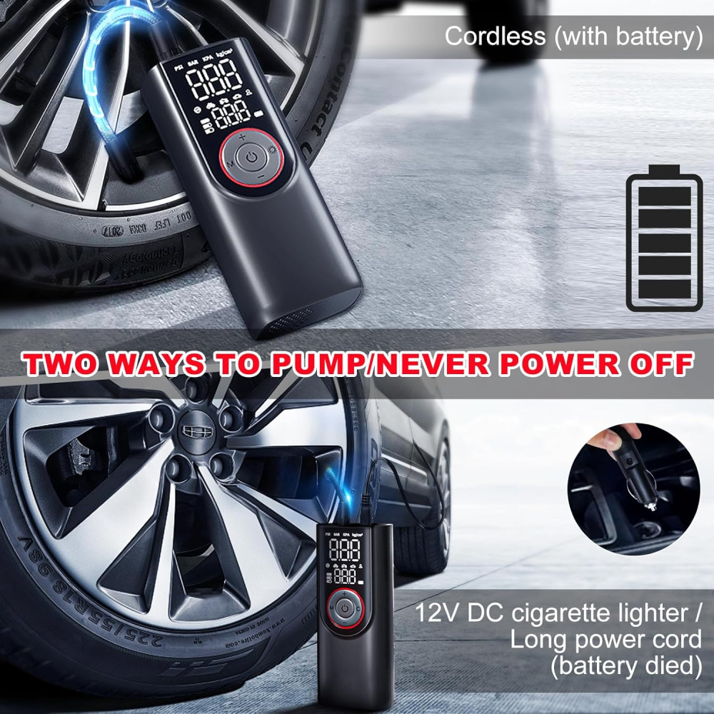 Насос для накачивания шин Lupxiu ATJ-9566, 6000 mAh, с цифровым манометром