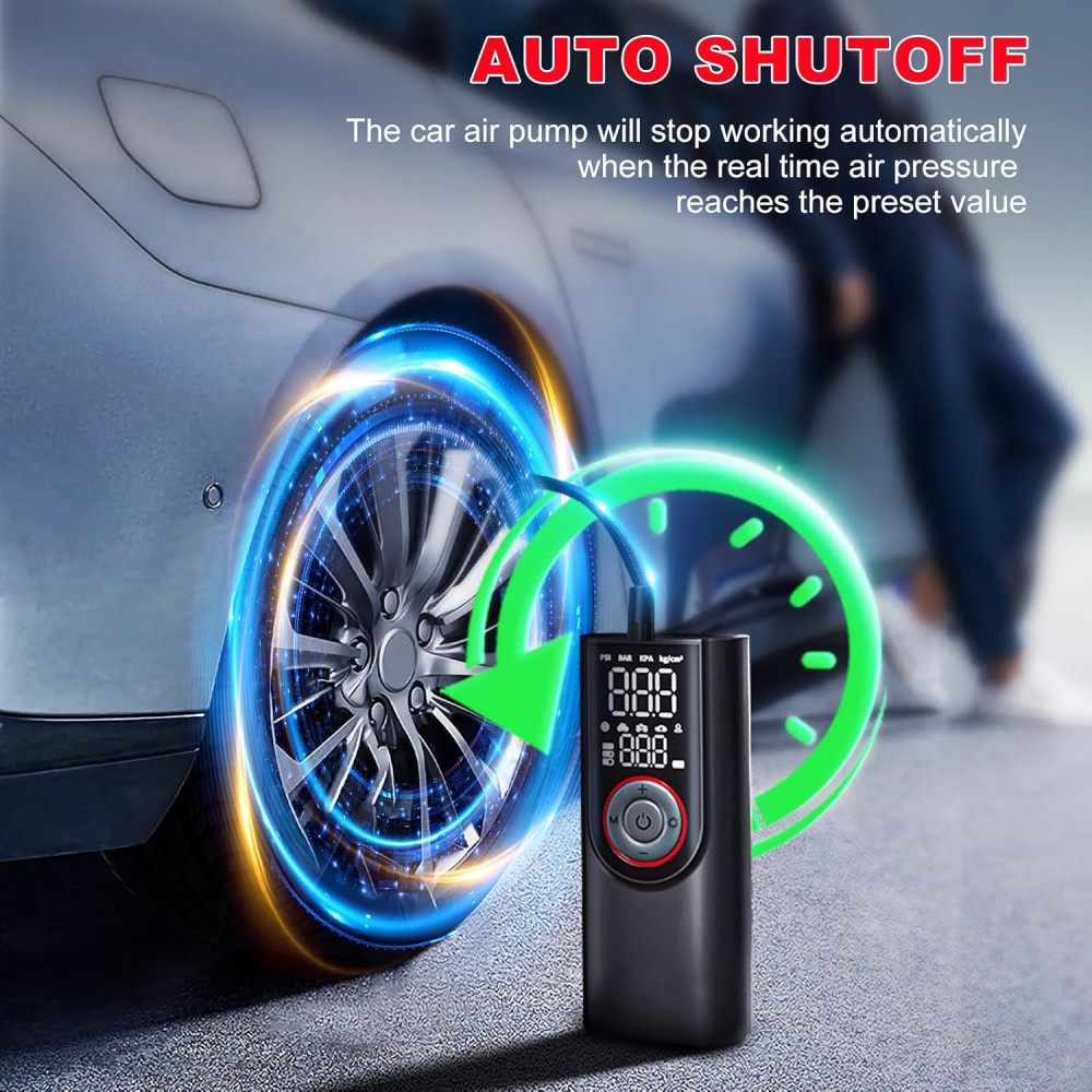 Насос для накачивания шин Lupxiu ATJ-9566, 6000 mAh, с цифровым манометром