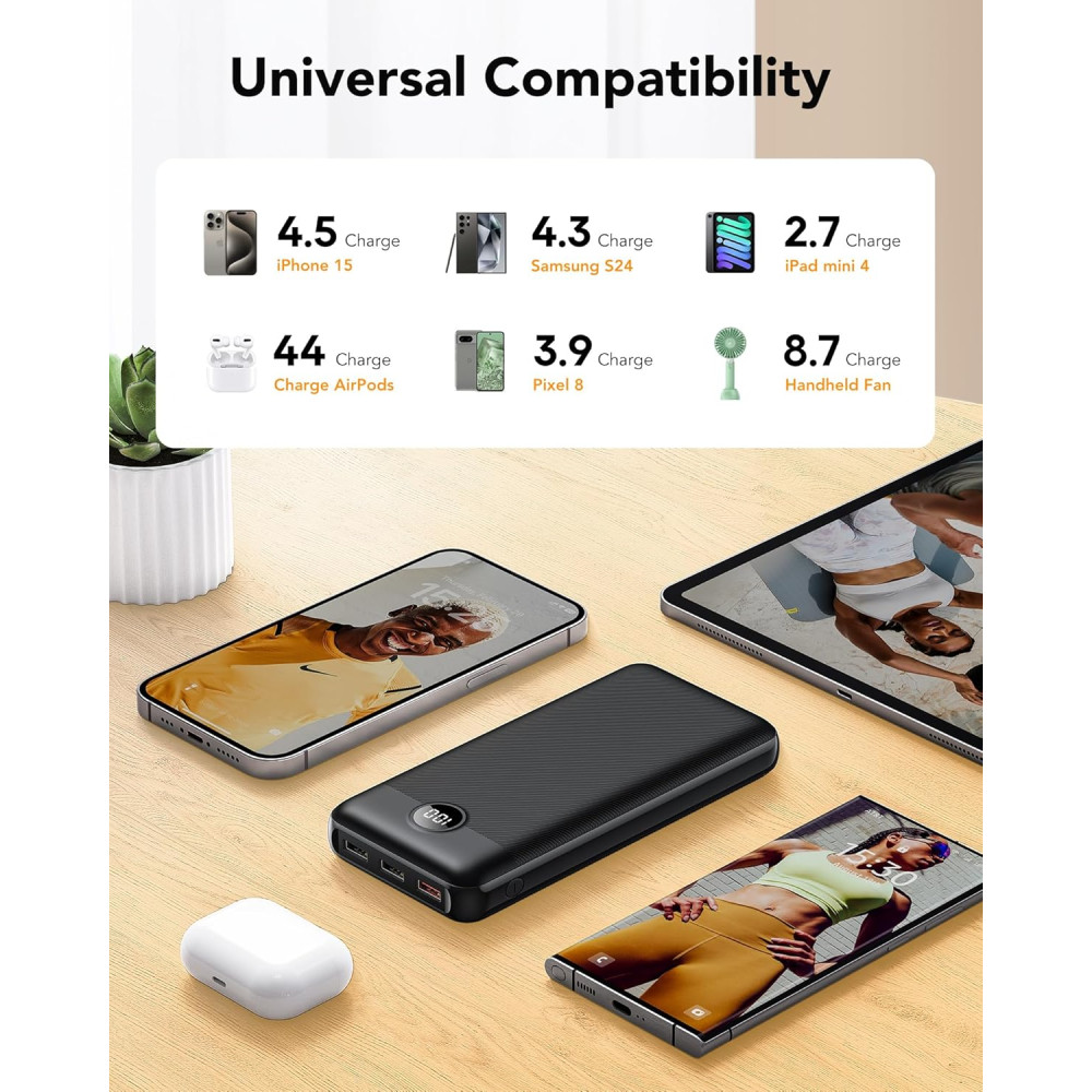 VEGER Power Bank Повербанк 27000 мАч 20 Вт быстрая зарядка, USB C, PD&QC 3.0