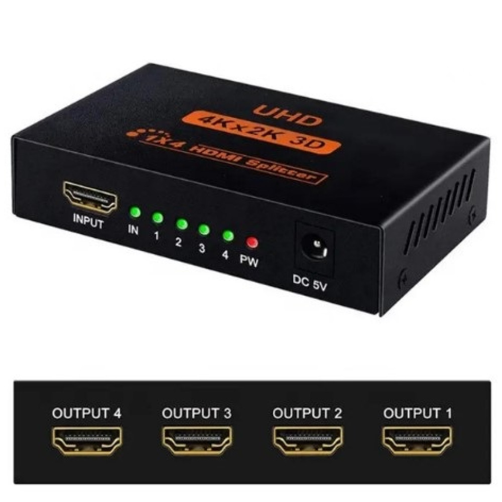 Розгалужувач Uzanpie HDMI на 4 виходи, 4K при 30 Гц 1080p 3D