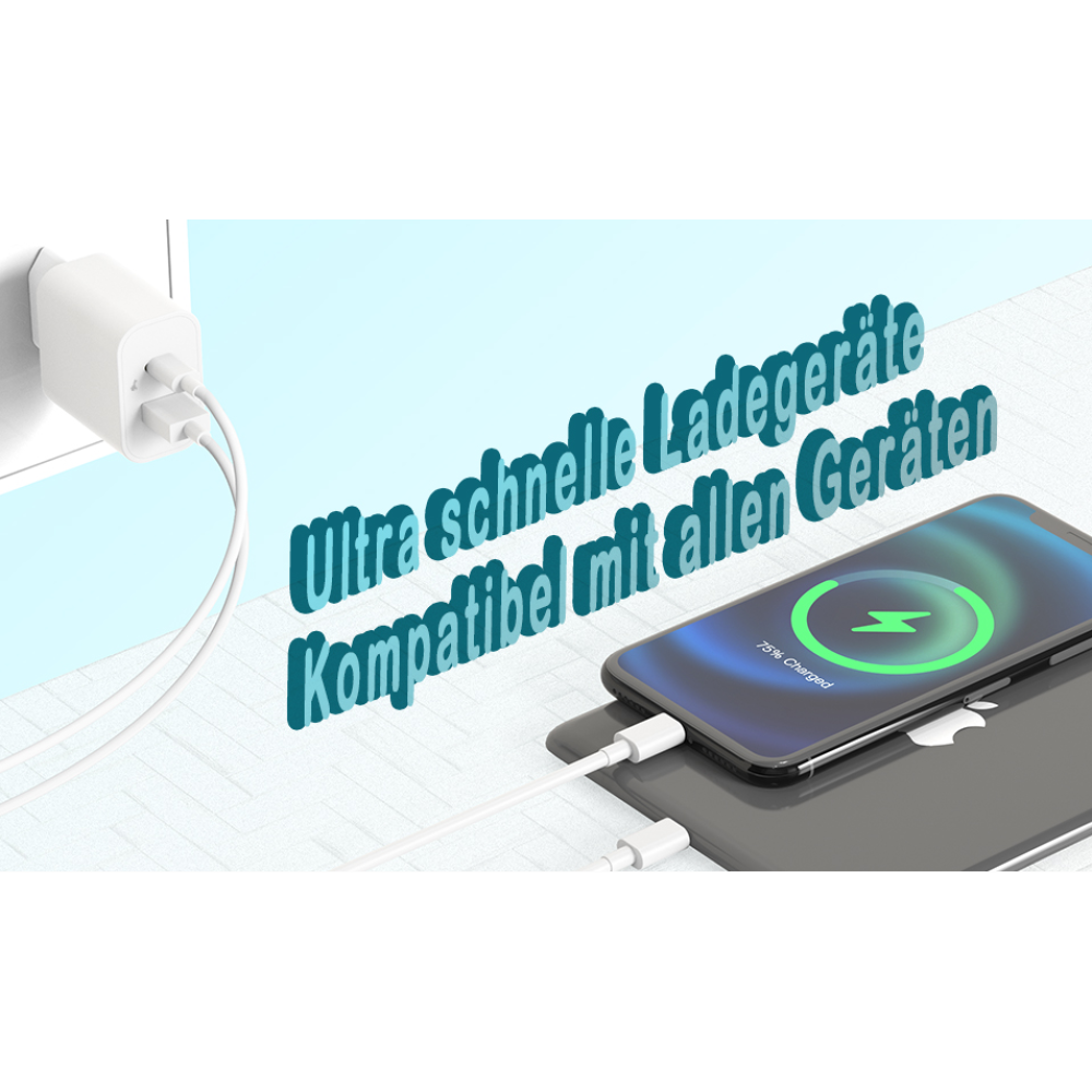 Зарядное устройство GEJIN для мобильных телефонов, 2-портовое, быстрое, для iPhone с USB-C и USB-A