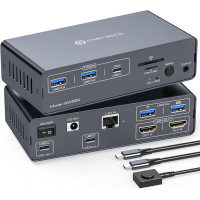 USB C Док станция с KVM переключателем для 2 компьютеров и 2 мониторов