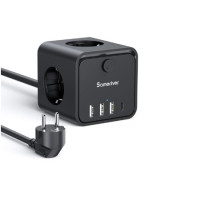 Сетевой фильтр 7в1 тройник с выключателем Sameriver адаптер с USB Type C и быстрой зарядкой