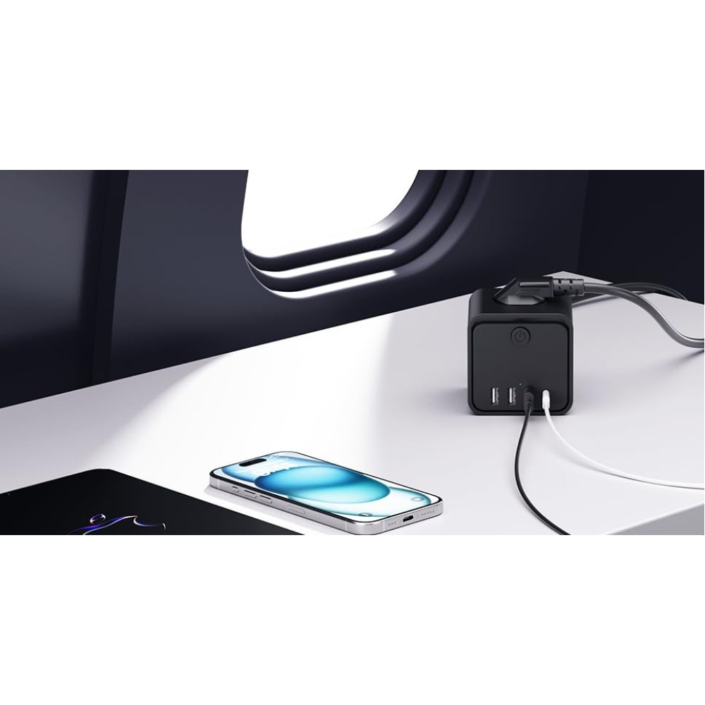 Сетевой фильтр 7в1 тройник с выключателем Sameriver адаптер с USB Type C и быстрой зарядкой