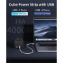 Сетевой фильтр 7в1 тройник с выключателем Sameriver адаптер с USB Type C и быстрой зарядкой