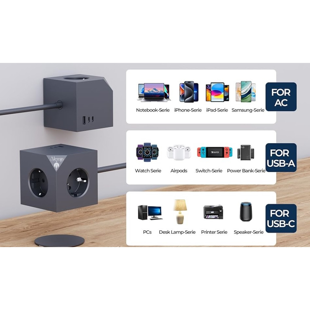 Блок питания с выключателем 6в1 ALEMIN PD20W 3680 Вт 16 A