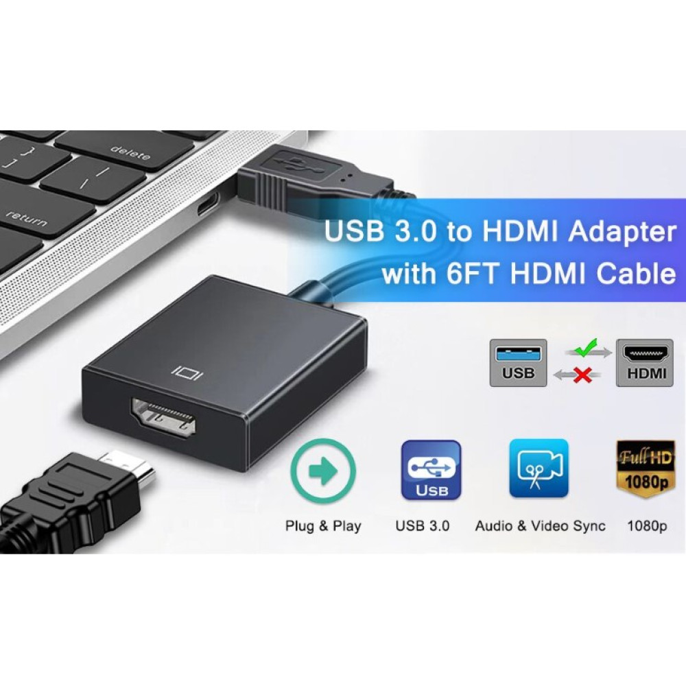 Адаптер з USB 3 0 на HDMI для підключення монітора телевізора або проєктора
