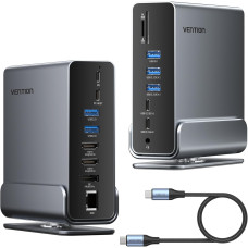 Док станция VENTION 15 в 1 с поддержкой трех мониторов 4K@60Hz