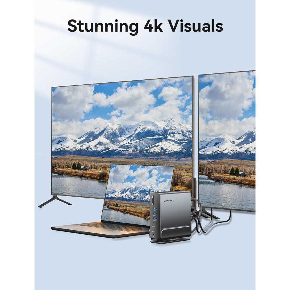 Док станция VENTION 15 в 1 с поддержкой трех мониторов 4K@60Hz