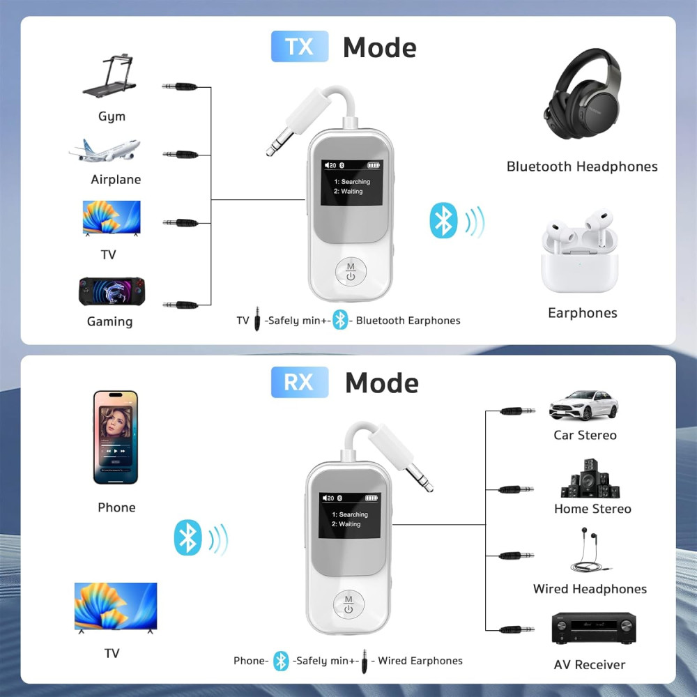 Bluetooth передатчик-приемник XENUS 5 3 OLED дисплей низкая задержка 2-в-1