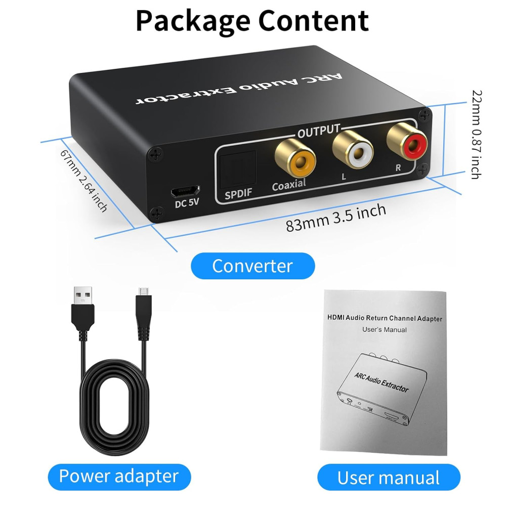 Аудио конвертер HDMI ARC Tihokile 192kHz оптический коаксиальный RCA 3,5мм
