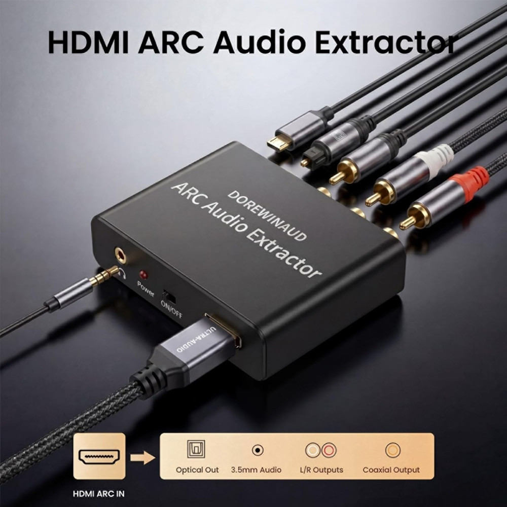 Аудио конвертер HDMI ARC Tihokile 192kHz оптический коаксиальный RCA 3,5мм