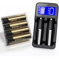 Аккумуляторы литий-ионные 18650 с зарядным устройством 2800mAh 3,7V Matbc 4 шт