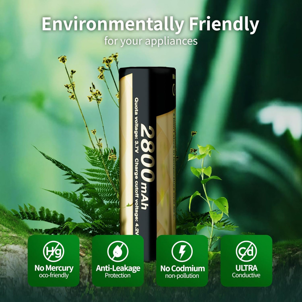 Аккумуляторы литий-ионные 18650 с зарядным устройством 2800mAh 3,7V Matbc 4 шт