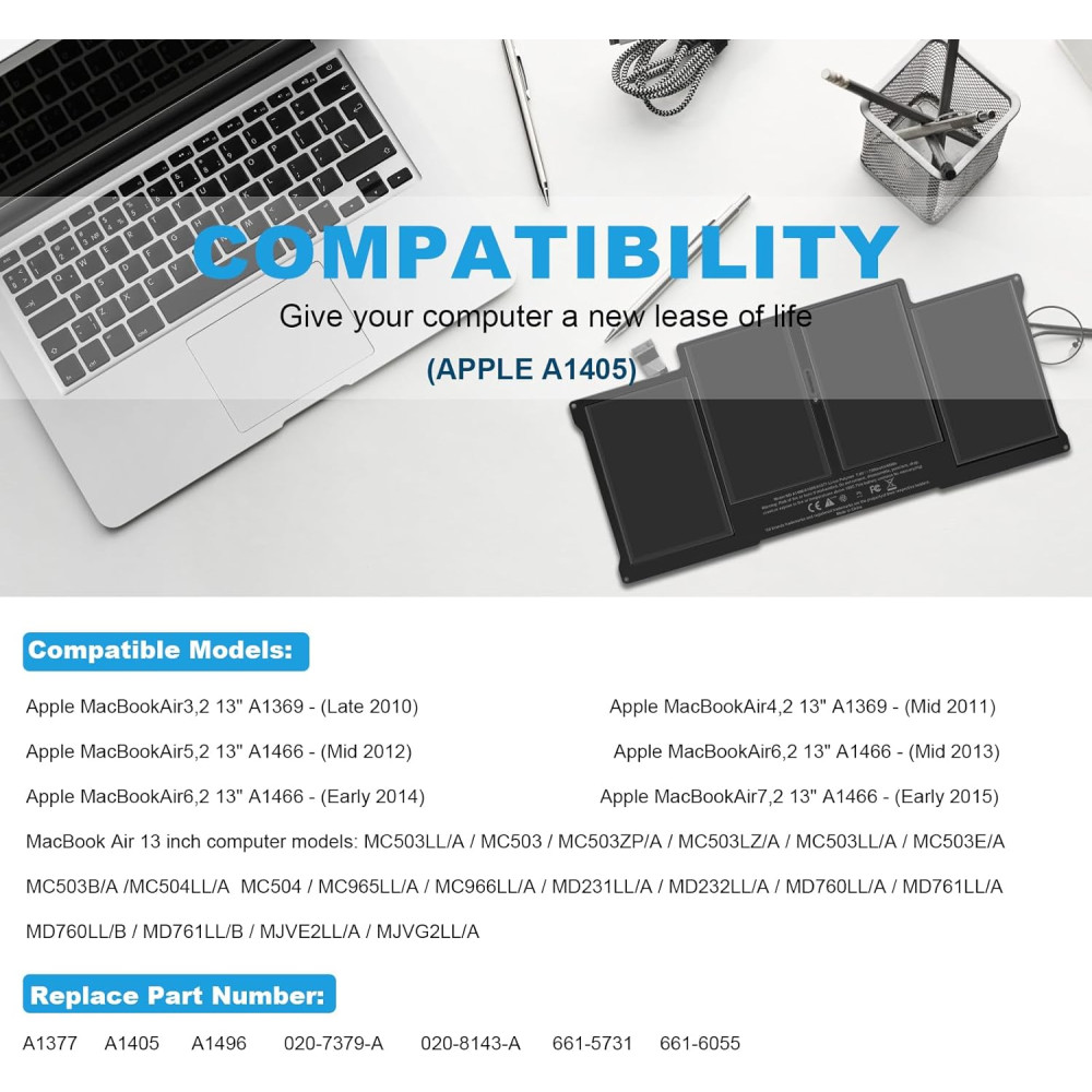 Аккумулятор Apple A1496 для MacBook Air 13 2010–2017 совместим с A1405 — ORIGINAL PRC