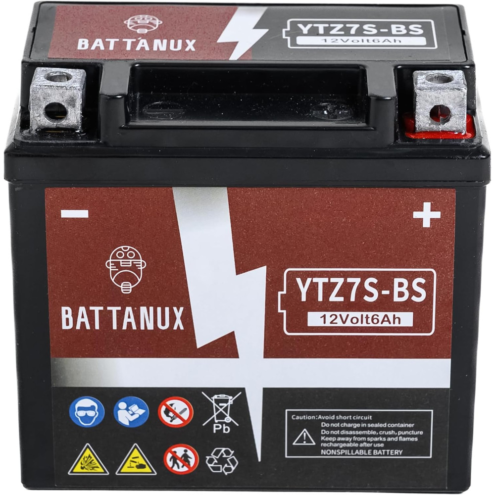 Аккумулятор для мотоциклов, квадроциклов, снегоходов (12V 6Ah) Battanux YTZ7S-BS