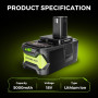Аккумулятор FORNERGY 18V 5,0Ah Li-Ion для Ryobi One+ 2 шт с индикатором заряда