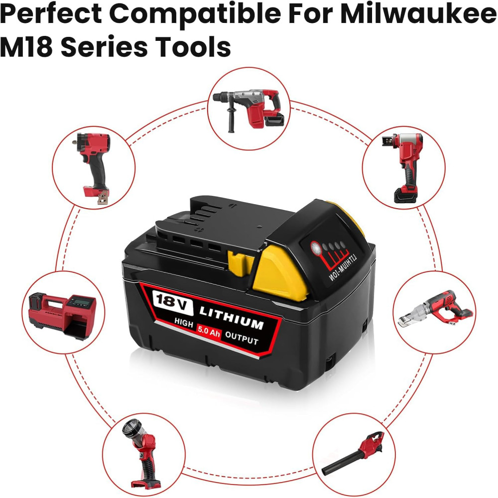 Аккумулятор для Milwaukee 18V 5 0Ah для инструментов M18