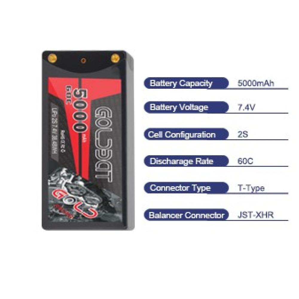 Литий полимерный аккумулятор GOLDBAT 2S 5000mAh 7 4V