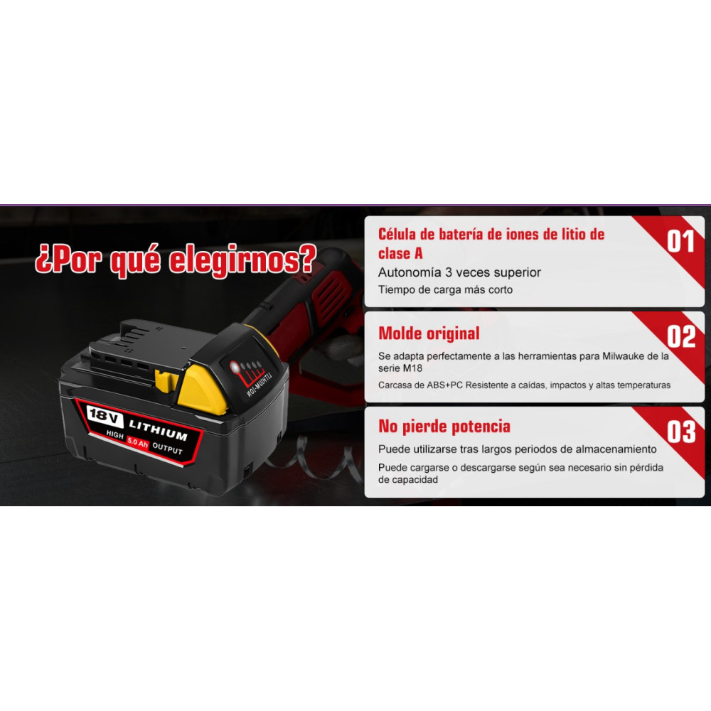 Аккумулятор для Milwaukee 18V 5 0Ah для инструментов M18