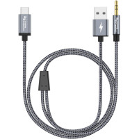 Универсальный кабель CableCreation для передачи аудио через 3 5 мм AUX и быстрая зарядка 18W