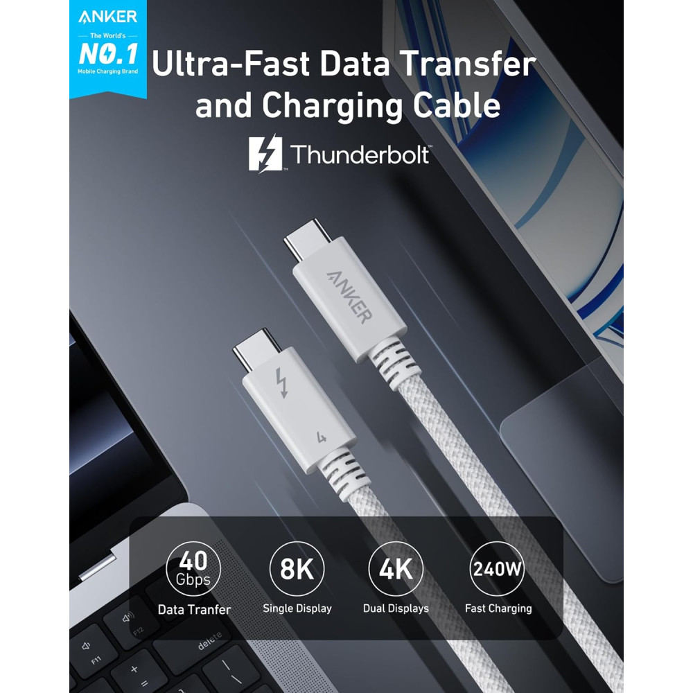 Кабель Anker Prime Thunderbolt 4 USB C to USB C 240W 40Gbps 1м поддержка 8K