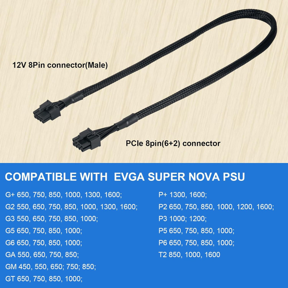 Кабель GPU 8-pin 6+2 pin с оплеткой 65 см YieJoya