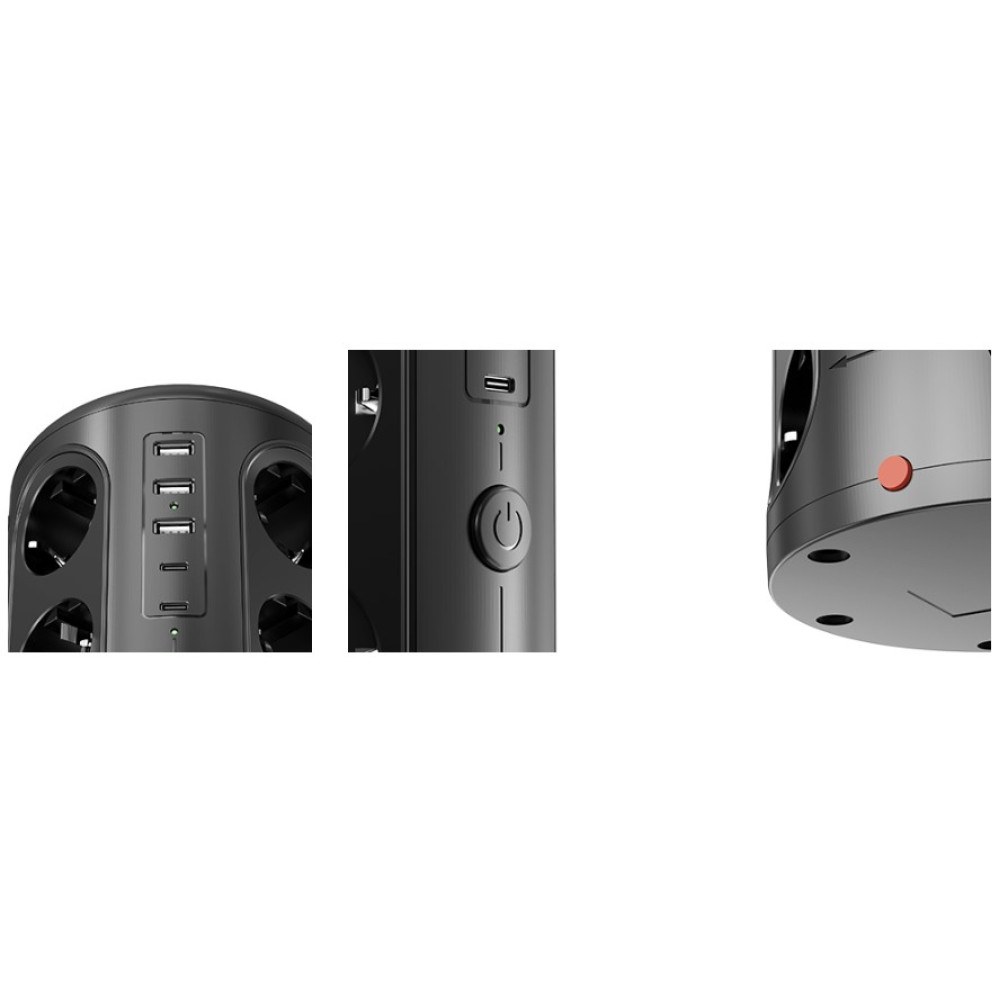 Сетевой удлинитель SAFEMORE с 12 розетками и 5 USB портами