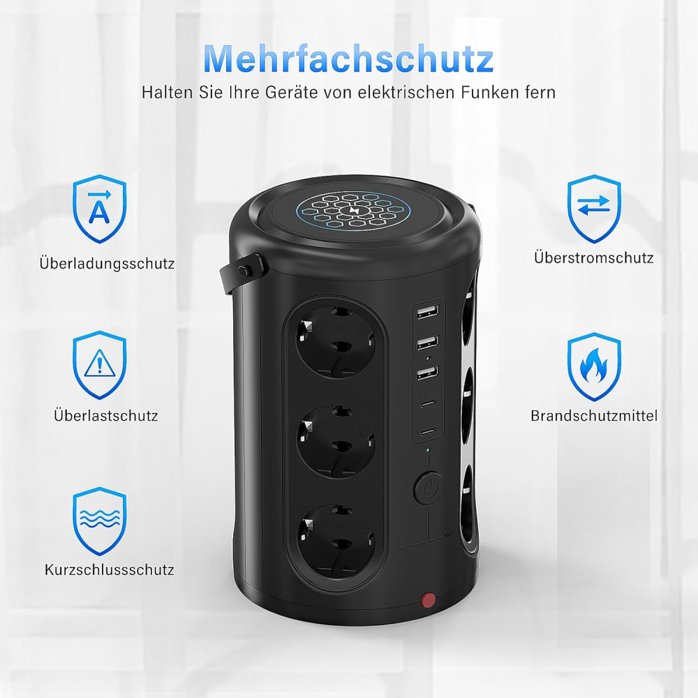 Сетевой удлинитель SAFEMORE с 12 розетками и 5 USB портами