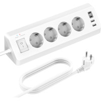 Угловой удлинитель SUDEERY 4 розетки + 4 USB 3680W 3 м с защитой от перенапряжения