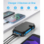 Солнечный Power Bank Повербанк 26800 мАh USB C 18W водонепроницаемый IPX7