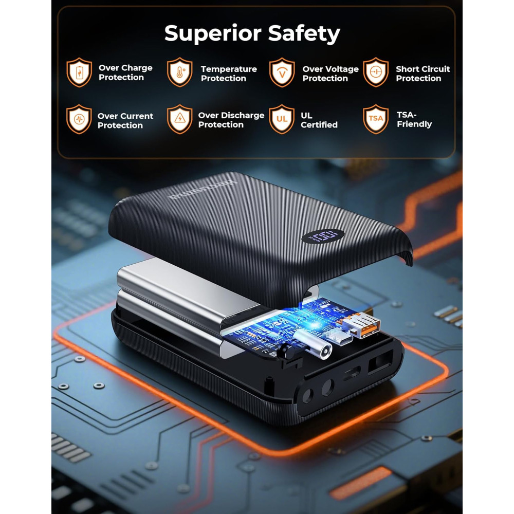 Power Bank Повербанк для греющей одежды Hecusma 16000mAh 7 4V с LED дисплеем